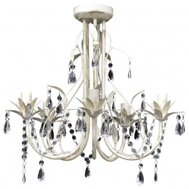Crystal Pendant Ceiling Lamp Chandelier Elegant 5 Bulb Sockets Image 2