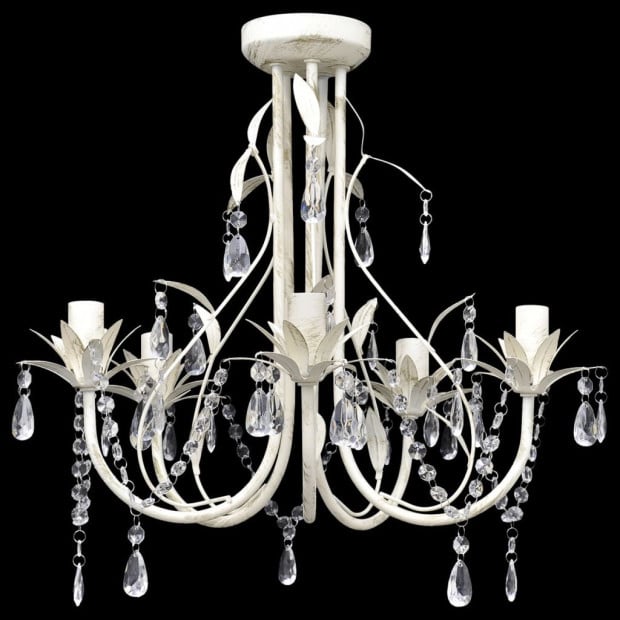 Crystal Pendant Ceiling Lamp Chandelier Elegant 5 Bulb Sockets Image 4