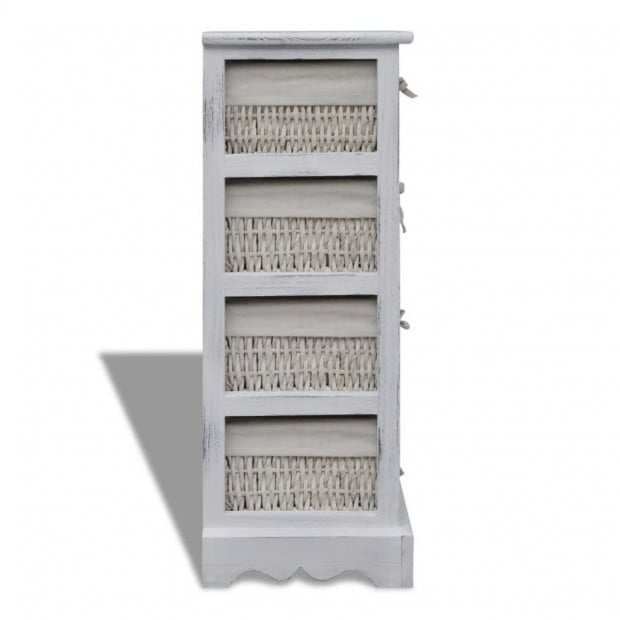 Wooden Storage Rack 4 Weaving Baskets White Image 4