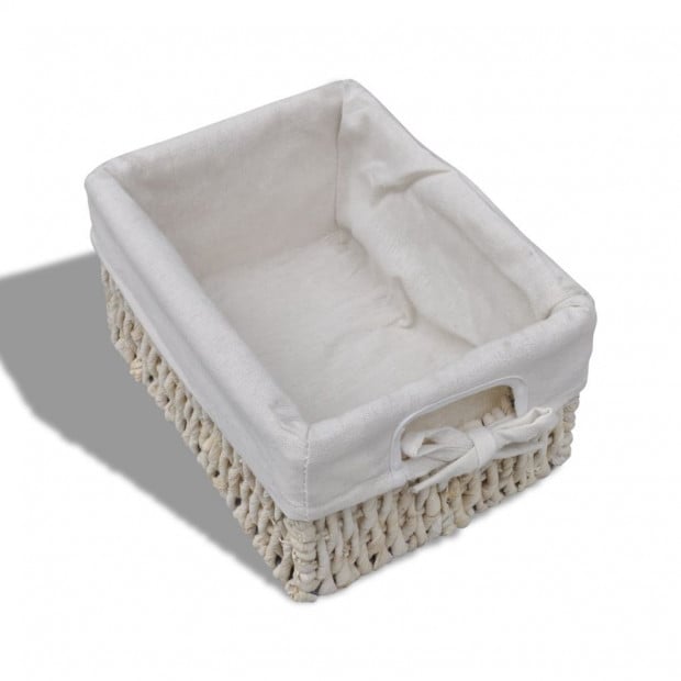 Wooden Storage Rack 4 Weaving Baskets White Image 6