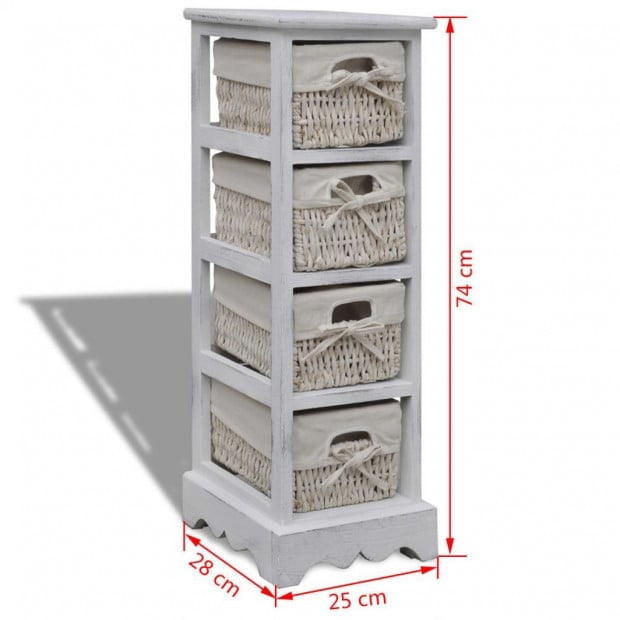 Wooden Storage Rack 4 Weaving Baskets White Image 7