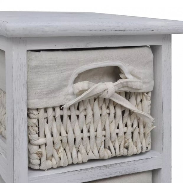 Wooden Storage Rack 5 Weaving Baskets White Image 6