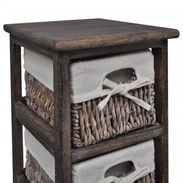 Wooden Storage Rack 5 Weaving Baskets Brown Image 2