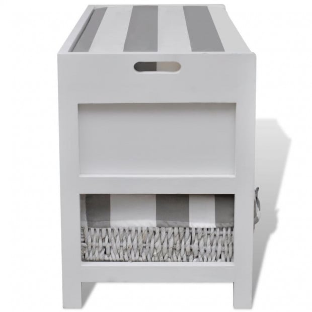 White Storage & Entryway Bench With Cushion Top 2 Drawer 2 Basket Image 5