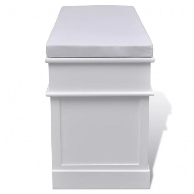 White Storage & Entryway Bench With Cushion Top 2 Draw 3 Crate Image 5