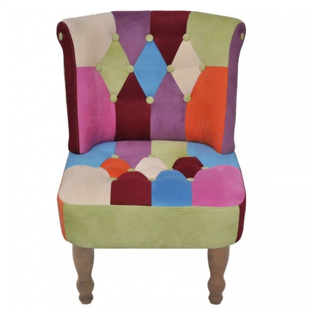 French Chair With Patchwork Design Fabric Image 3