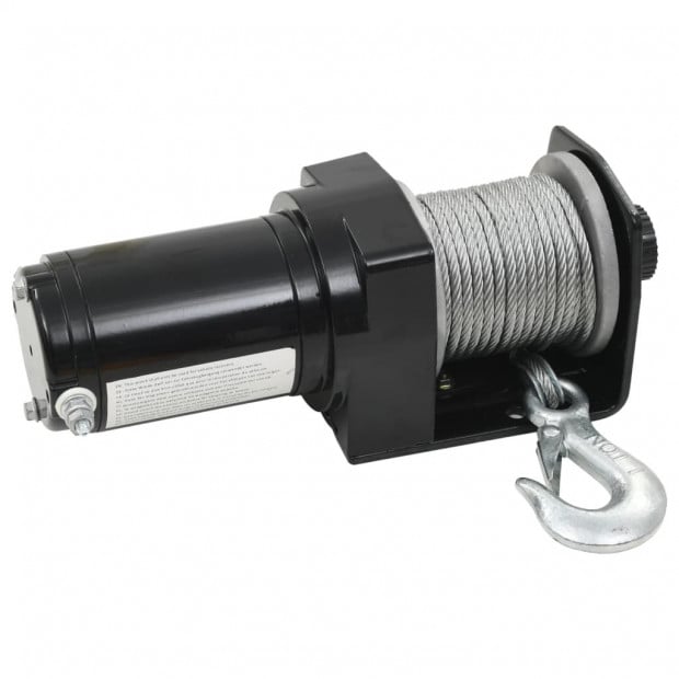 12 V Electric Winch 907 Kg Wire Remote Control Image 2