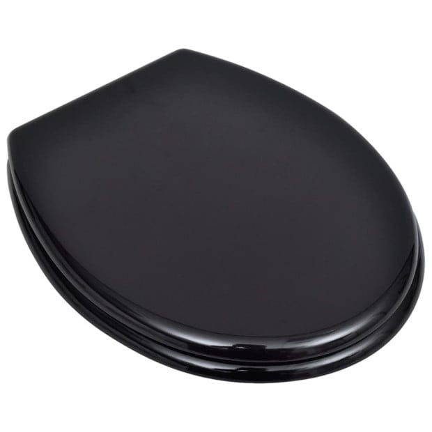 Wc Toilet Seat Mdf Lid Simple Design Black Image 2