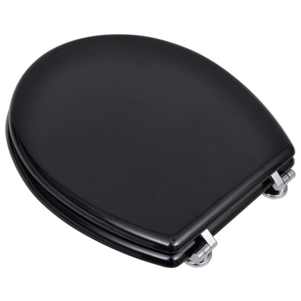 Wc Toilet Seat Mdf Lid Simple Design Black Image 3