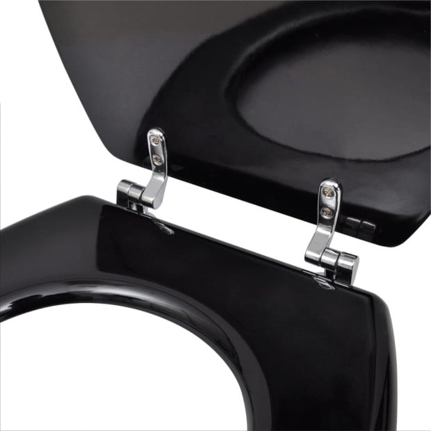 Wc Toilet Seat Mdf Lid Simple Design Black Image 6