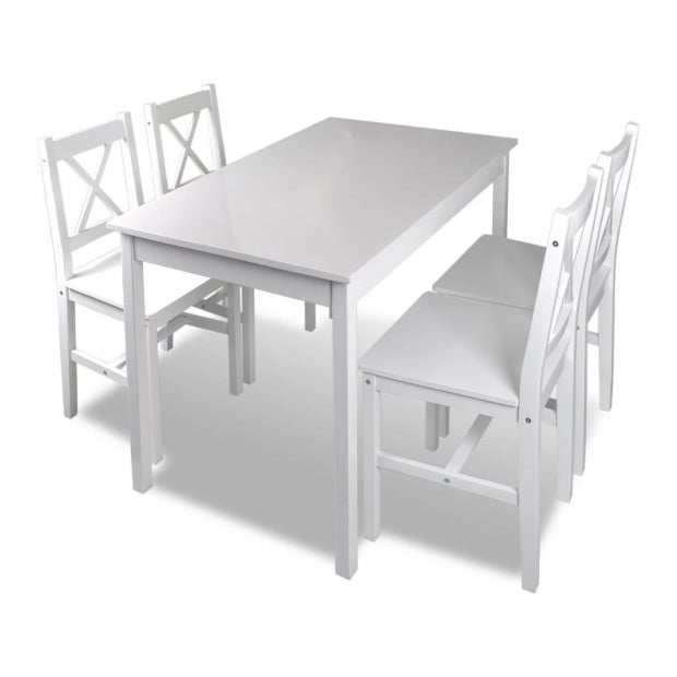 5 Piece Dining Table Set White Image 2