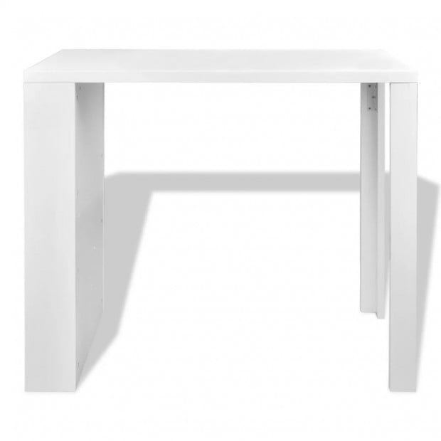 Bar Table Mdf With Wine Rack High Gloss White Image 3