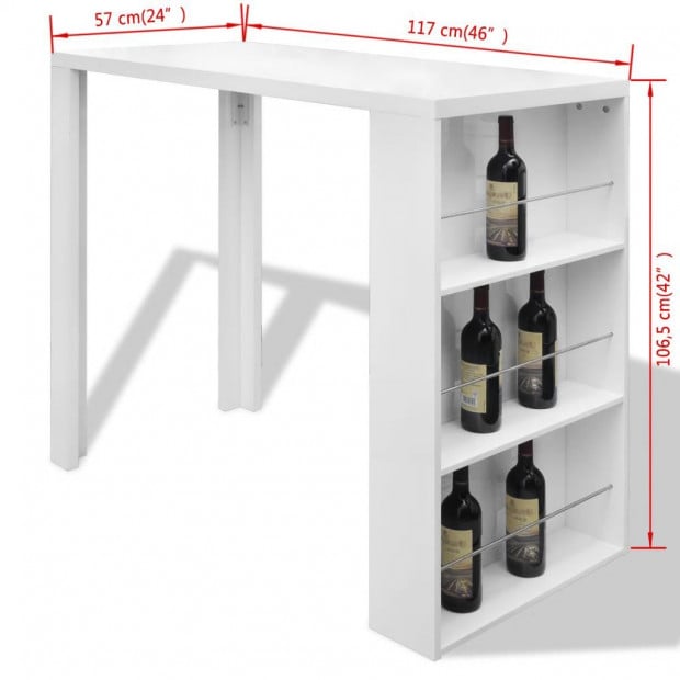 Bar Table Mdf With Wine Rack High Gloss White Image 6
