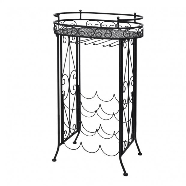 Wine Rack With Glass Holder For 9 Bottles Metal Image 2
