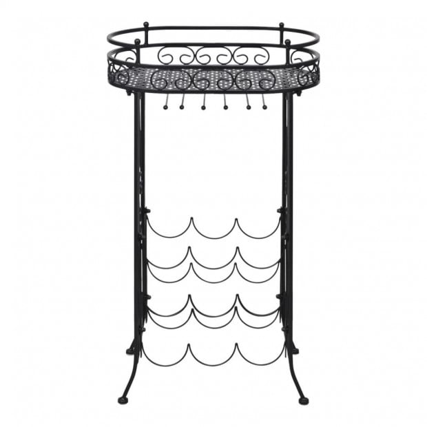 Wine Rack With Glass Holder For 9 Bottles Metal Image 3