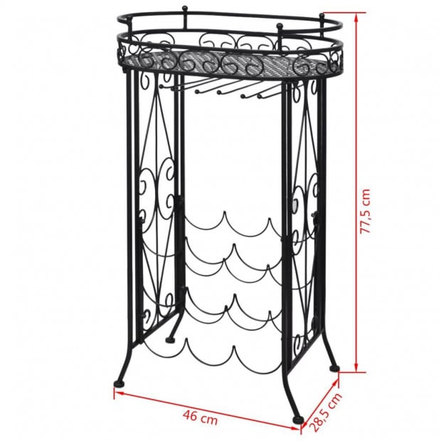 Wine Rack With Glass Holder For 9 Bottles Metal Image 5