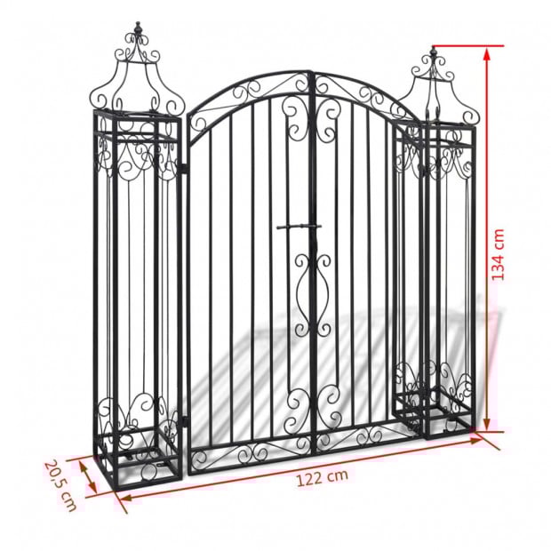 Ornamental Garden Gate Wrought Iron 122x20.5x134 Cm Image 5