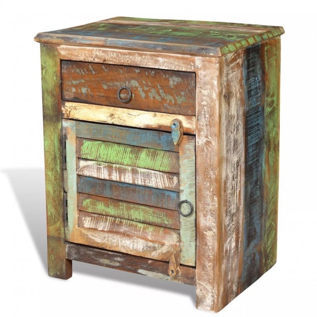 End Table With 1 Drawer 1 Door Reclaimed Wood
