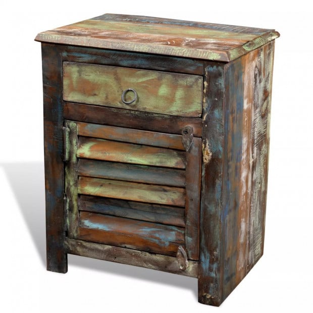 End Table With 1 Drawer 1 Door Reclaimed Wood Image 4