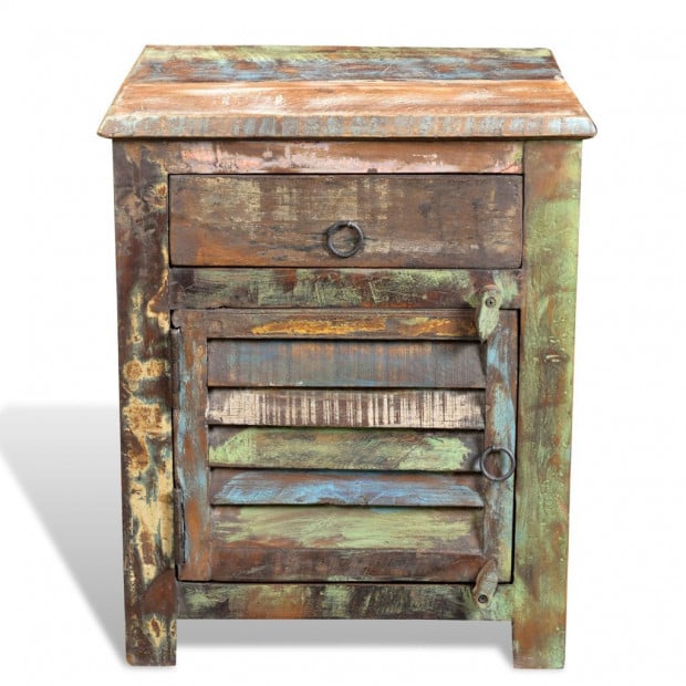 End Table With 1 Drawer 1 Door Reclaimed Wood Image 6