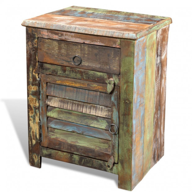 End Table With 1 Drawer 1 Door Reclaimed Wood Image 7