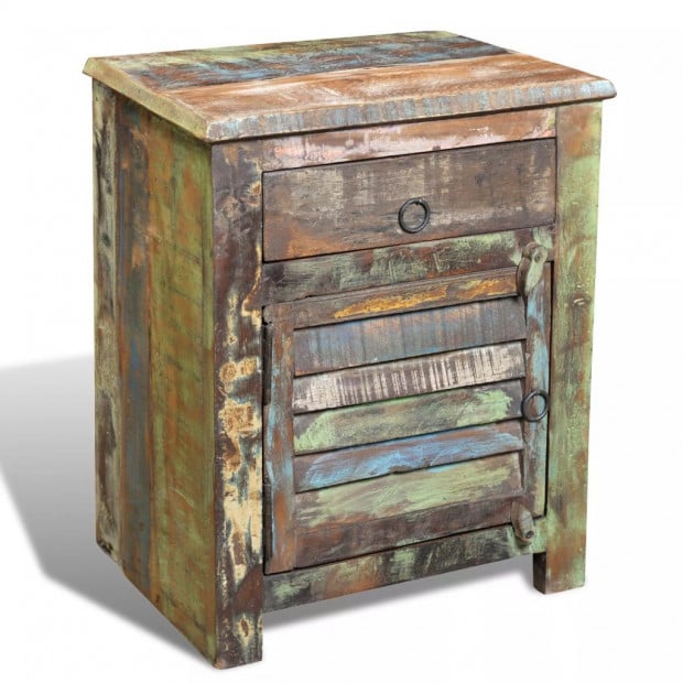 End Table With 1 Drawer 1 Door Reclaimed Wood Image 8