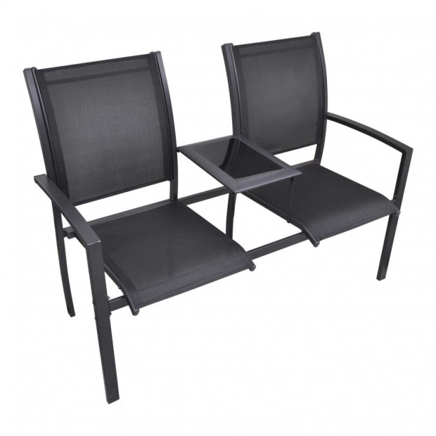 2 Seater Garden Bench 131 Cm Steel And Textilene Black Image 2