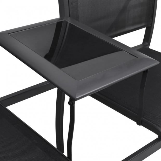 2 Seater Garden Bench 131 Cm Steel And Textilene Black Image 4