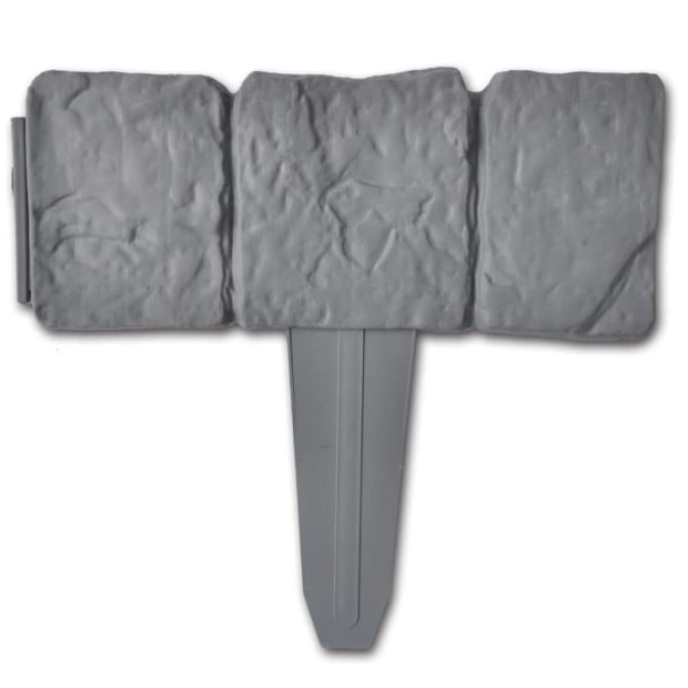 Plastic Garden / Lawn Fence Stone Look 41 Pcs 10 M Image 2