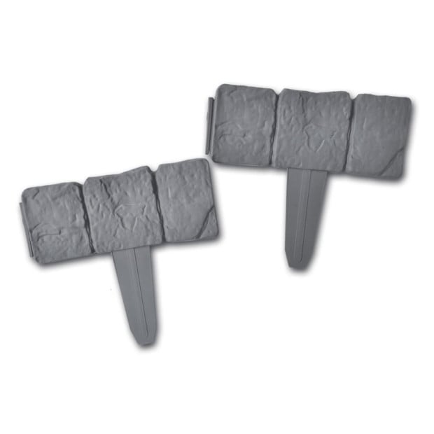 Plastic Garden / Lawn Fence Stone Look 41 Pcs 10 M Image 4