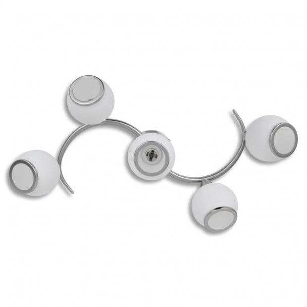Ceiling Lamp With Glass Shades On Waving Rail For 5 E14 Bulb Image 4