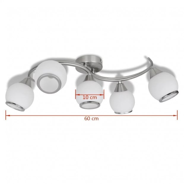 Ceiling Lamp With Glass Shades On Waving Rail For 5 E14 Bulb Image 8
