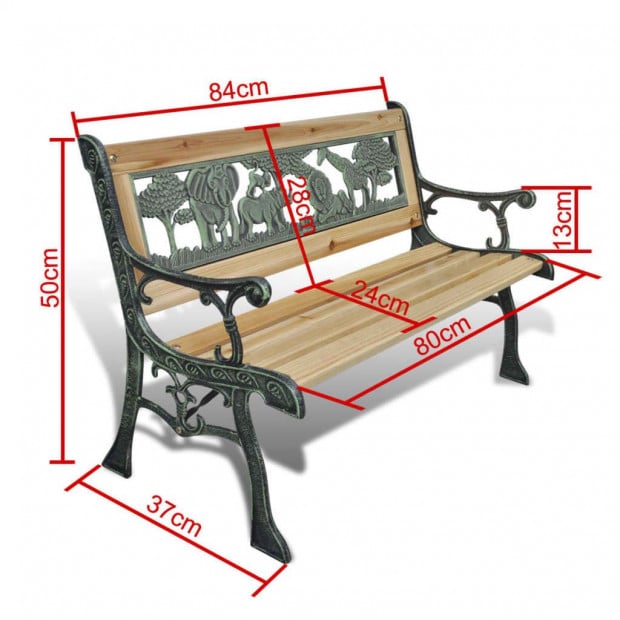 Children Garden Bench 80 Cm Wood Image 5