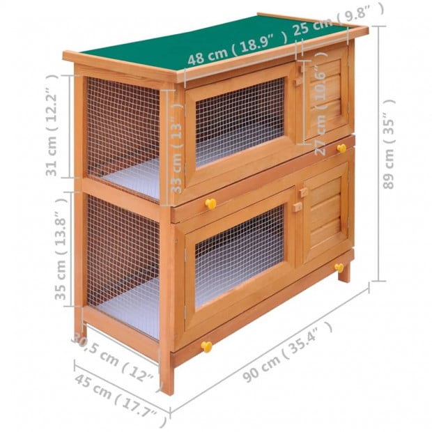 Outdoor Rabbit Hutch Small Animal House Pet Cage 4 Doors Wood Image 6
