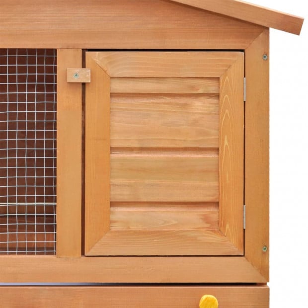 Outdoor Rabbit Hutch Small Animal House Pet Cage 3 Doors Wood Image 4