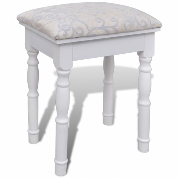 Dressing Table With 3-in-1 Mirror And Stool 2 Drawers White Image 8