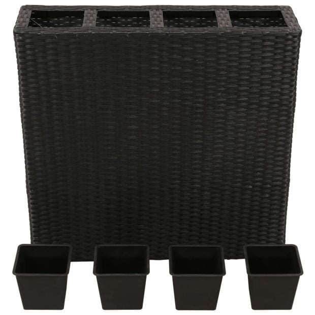 Garden Rectangle Rattan Planter Set Black Image 2