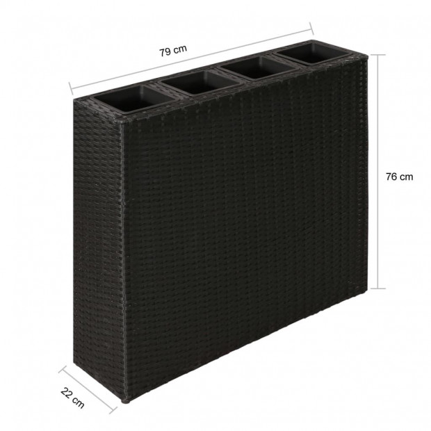 Garden Rectangle Rattan Planter Set Black Image 6