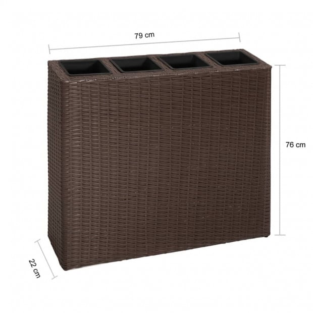 Garden Rectangle Rattan Planter Set Brown Image 6