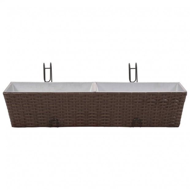 Balcony Trapezoid Rattan Planter Set 80 Cm 2 Pcs Brown Image 3