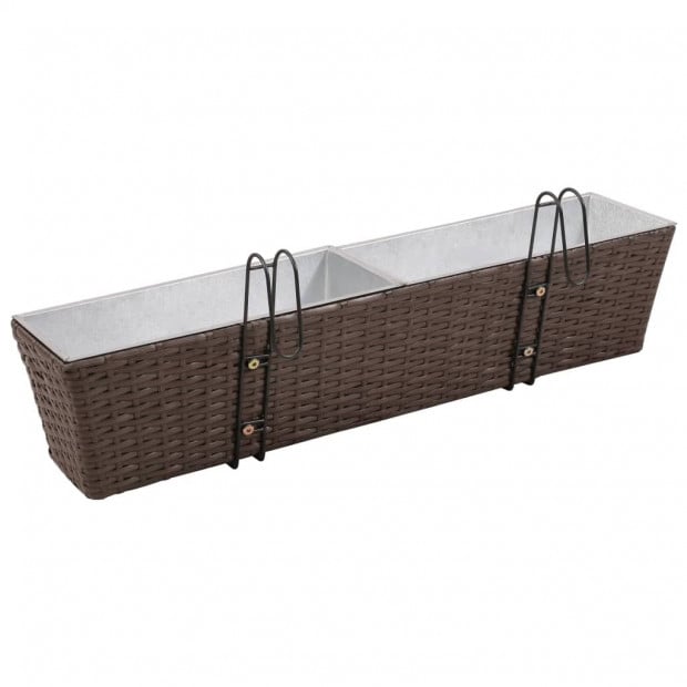 Balcony Trapezoid Rattan Planter Set 80 Cm 2 Pcs Brown Image 4