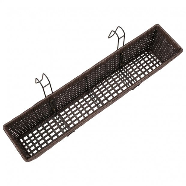 Balcony Trapezoid Rattan Planter Set 80 Cm 2 Pcs Brown Image 6