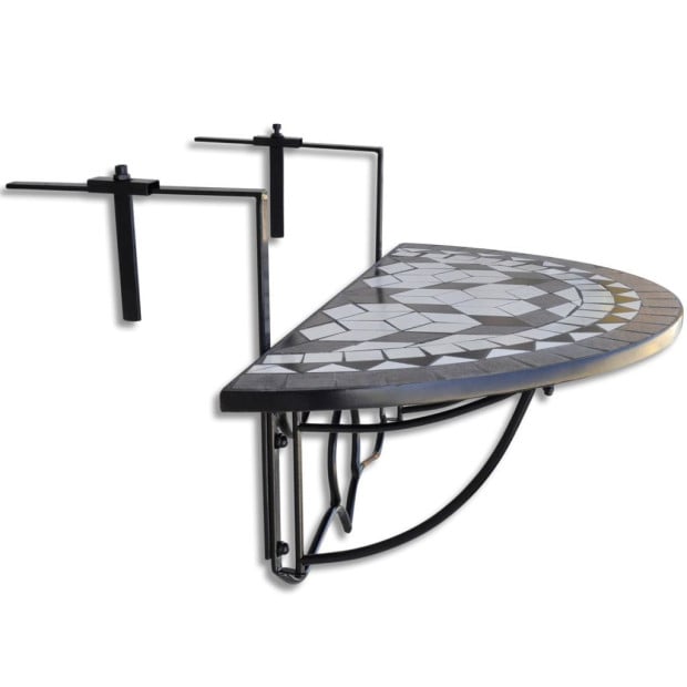 Hanging Balcony Table Black And White Mosaic Image 3