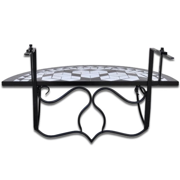 Hanging Balcony Table Black And White Mosaic Image 5