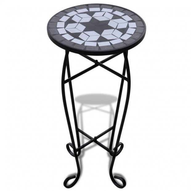 Mosaic Plant Table Black And White Image 2