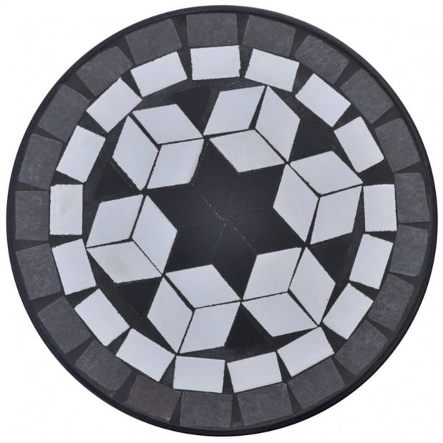 Mosaic Plant Table Black And White Image 3