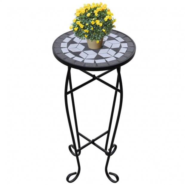 Mosaic Plant Table Black And White