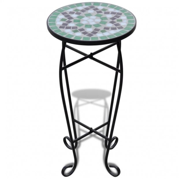 Mosaic Side Table Plant Table Green White Image 2