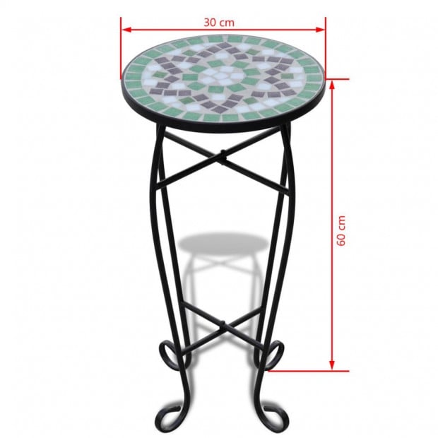 Mosaic Side Table Plant Table Green White Image 5