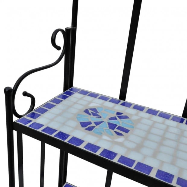 Plant Stand Plant Display Blue White Mosaic Pattern Image 3